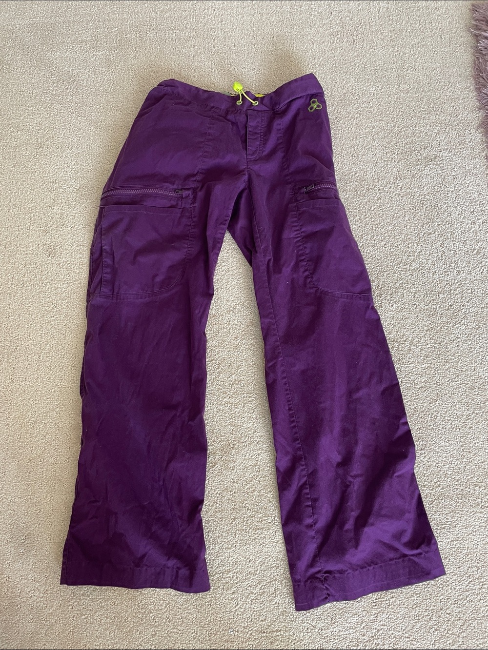 Women's scrub Cargo Pants with Neon Yellow Drawstring